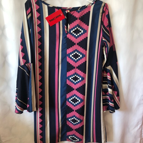 Fashion Express Women’s Dress Small Purple/Blue/Creams - Picture 2 of 7